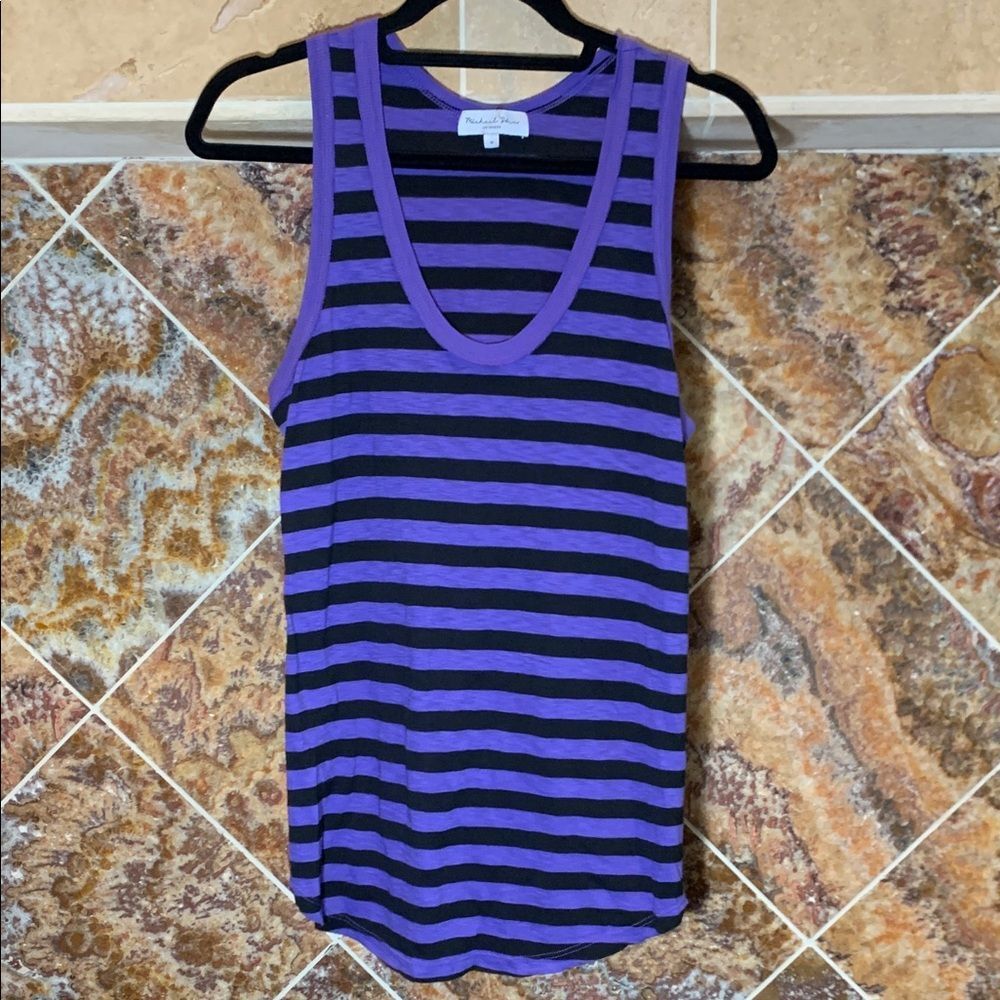 Michael Stars Purple and Black Striped Tank Top